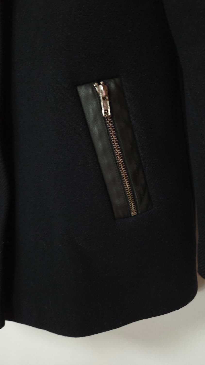 산드로 라쿤퍼 후드 양가죽 배색 울코트 36 사이즈 상품이미지5