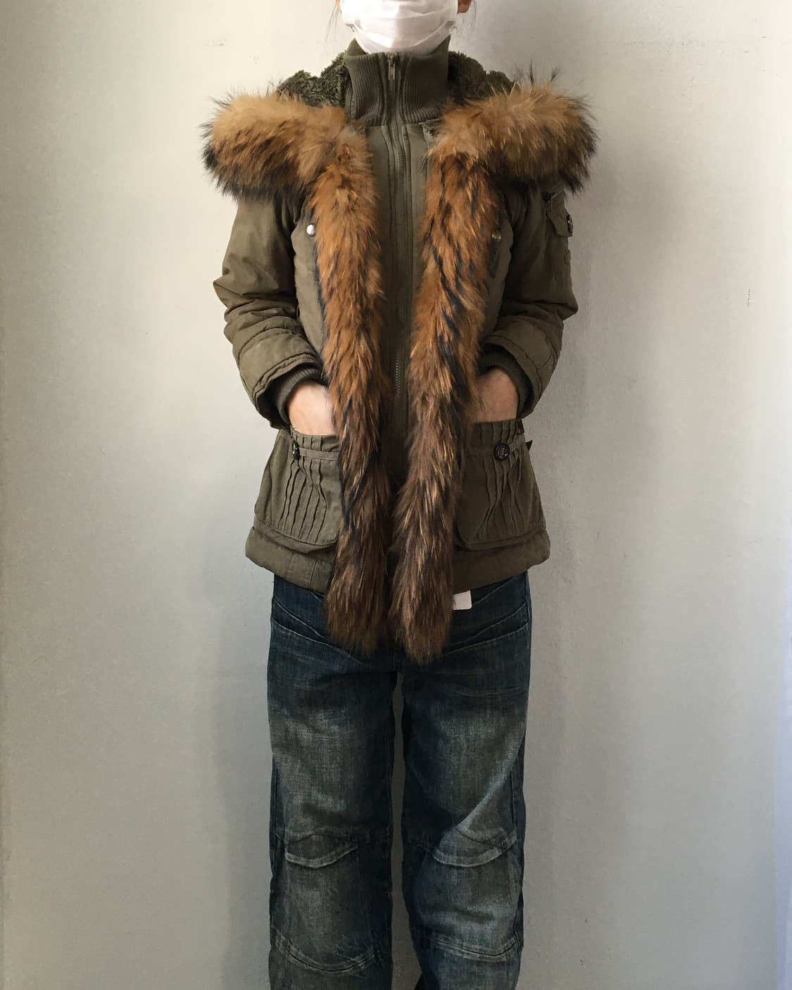 Raccoon fur trimming hood jacket 상품이미지10