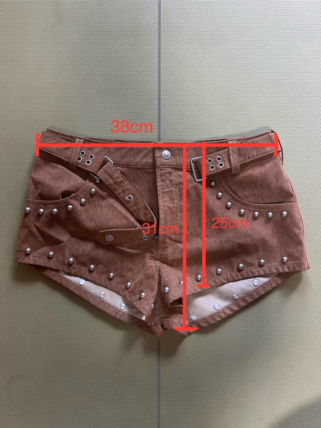 Free People 브라운 스터드 반바지 마이크로쇼츠 상품이미지5