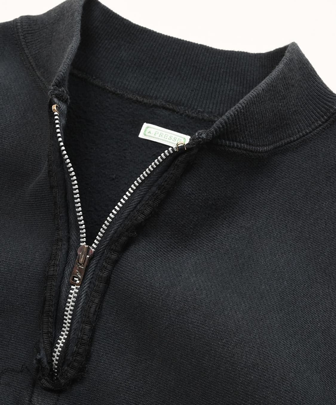 아프레쎄 빈티지 하프 집 립 칼라 스웻셔츠(블랙) 3size 상품이미지2