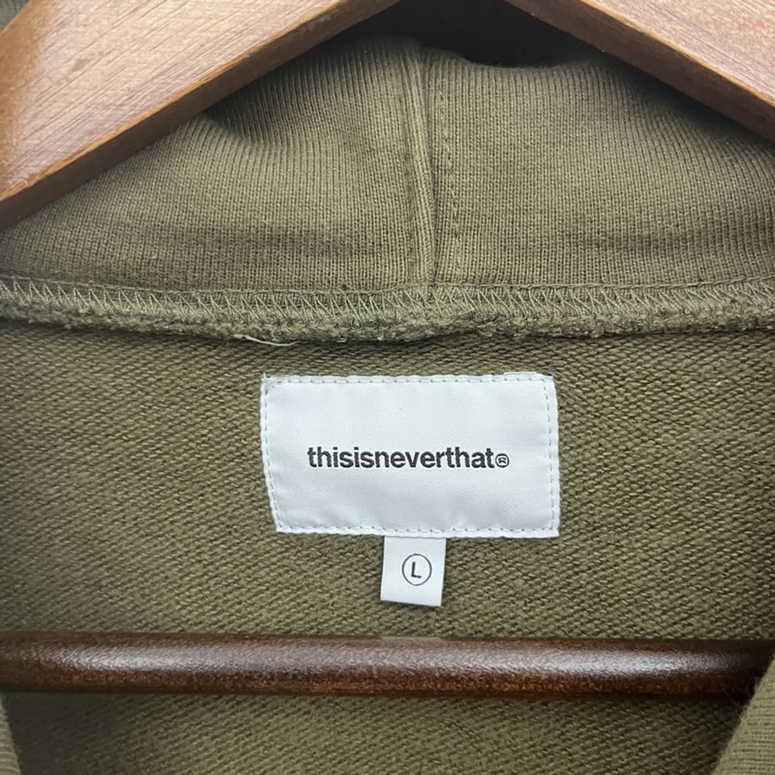 디스이즈네버댓 모던 캐주얼 빈티지 말차카키 후드티 L C09734 상품이미지5