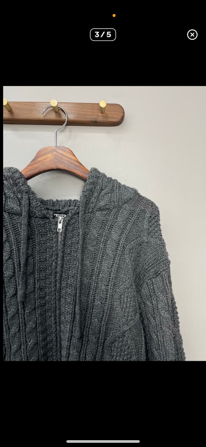 트릴리온 워셔블 아란 케이블 후드집업니트 A2766 상품이미지3