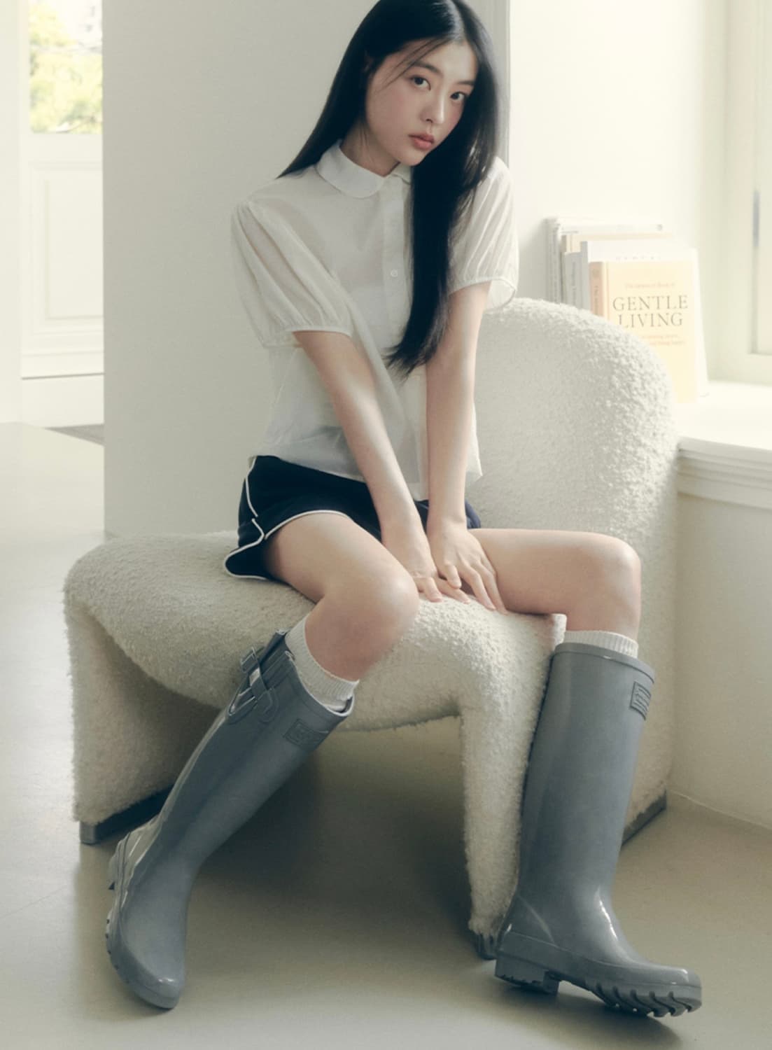 새상품)택포)락피쉬웨더웨어 글로스 레인부츠 롱/라이트그레이/240-245 상품이미지5