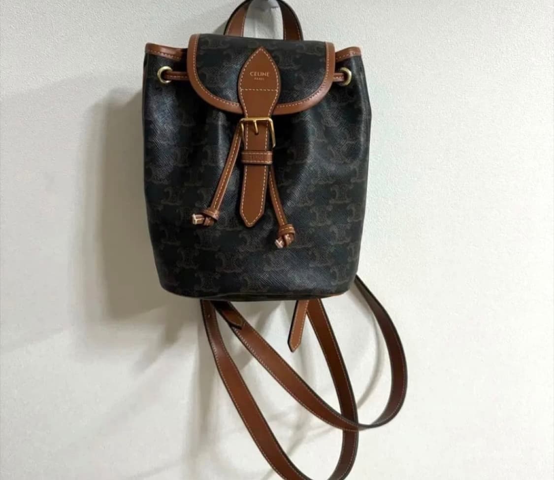 셀린느 트리옹프 캔버스 & 카프스킨 미니 백팩 폴코 탄 상품이미지2