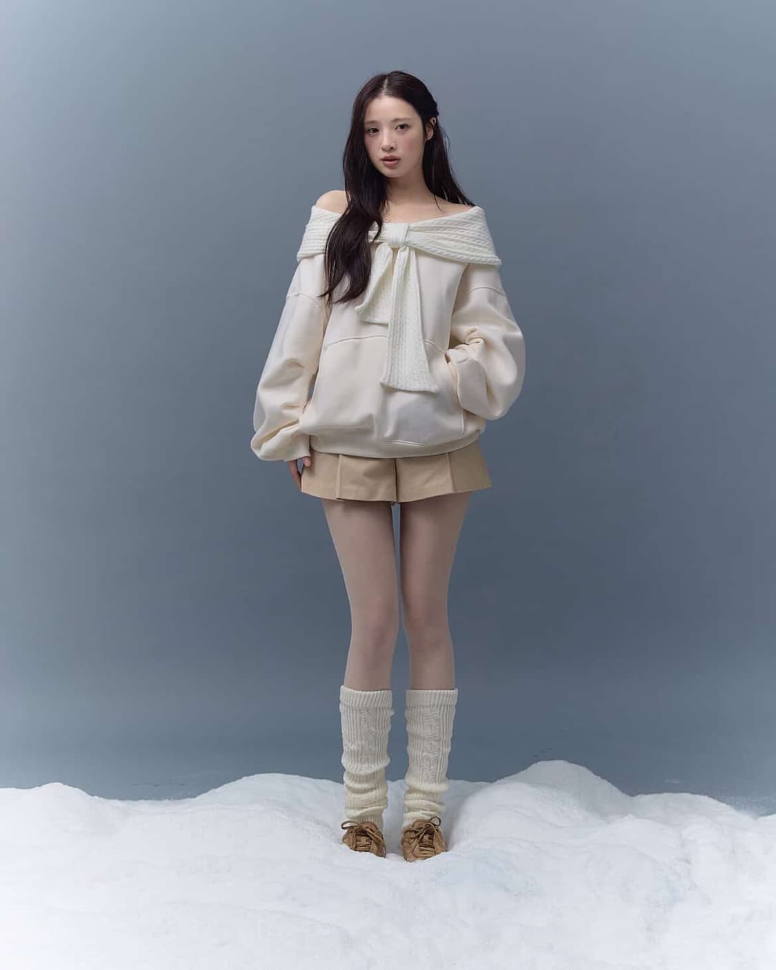 (구해요) thetis 리본오프숄더니트 화이트 구합니다 상품이미지1