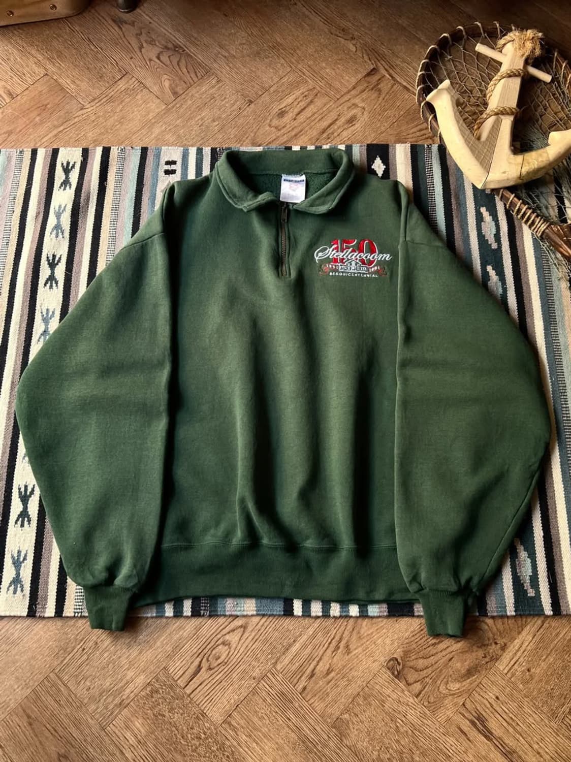 [L]JERZEES USA 빈티지그린 하프집업 스웻셔츠 상품이미지1