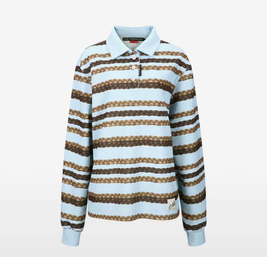 앤더슨벨 헤어 브래이드 스트라이프 카라 티셔츠 상품이미지1