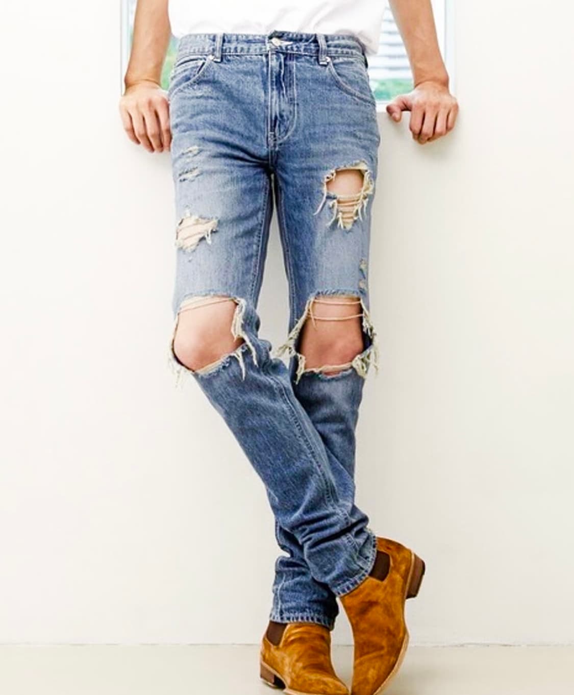 남자 락시크 디스 청바지 언노운옴므 데미지진 상품이미지4