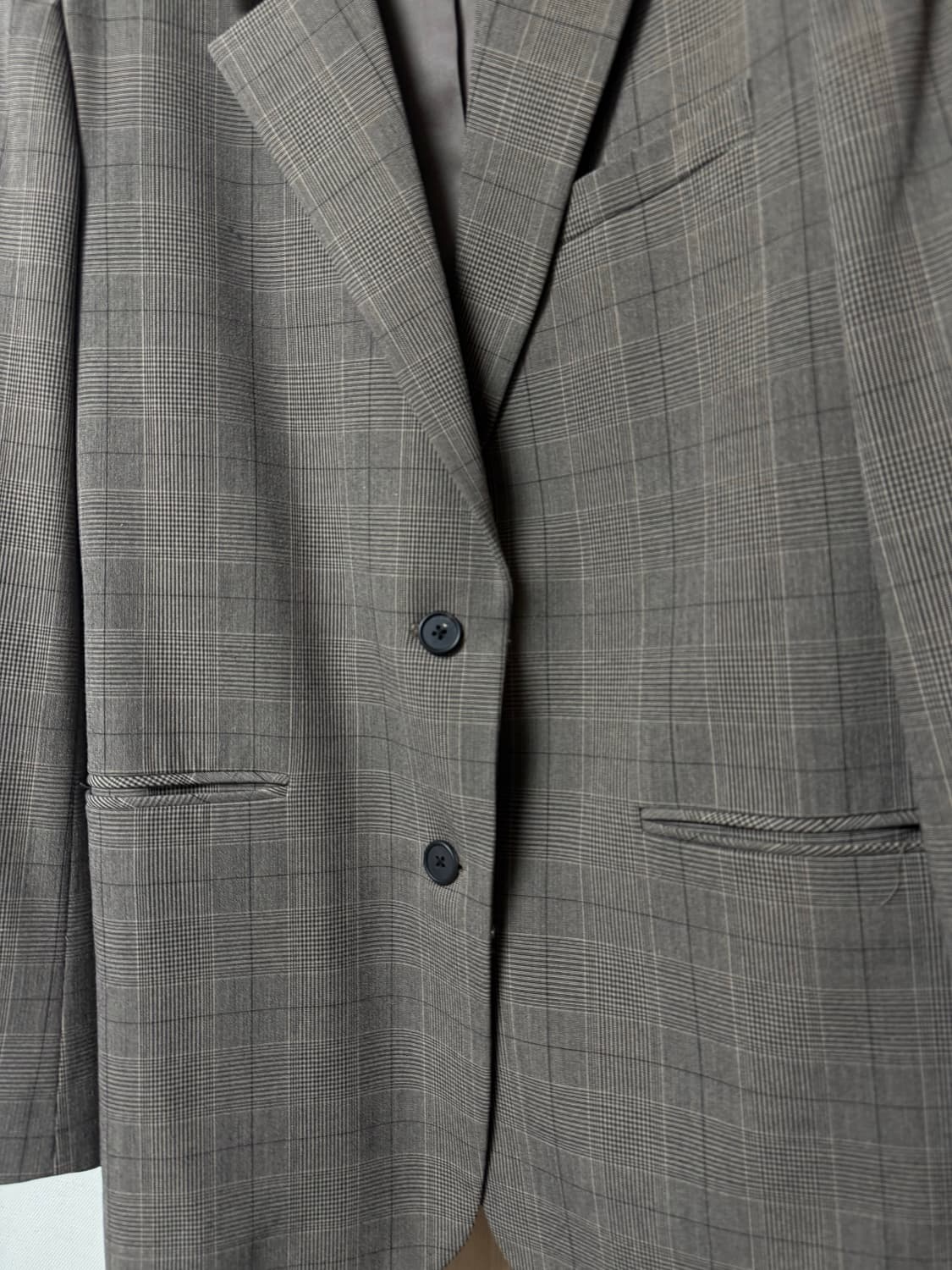 무신사 스탠다드 | 우먼즈 글렌 체크 오버사이즈 블레이저 다크 베이지 S 상품이미지8