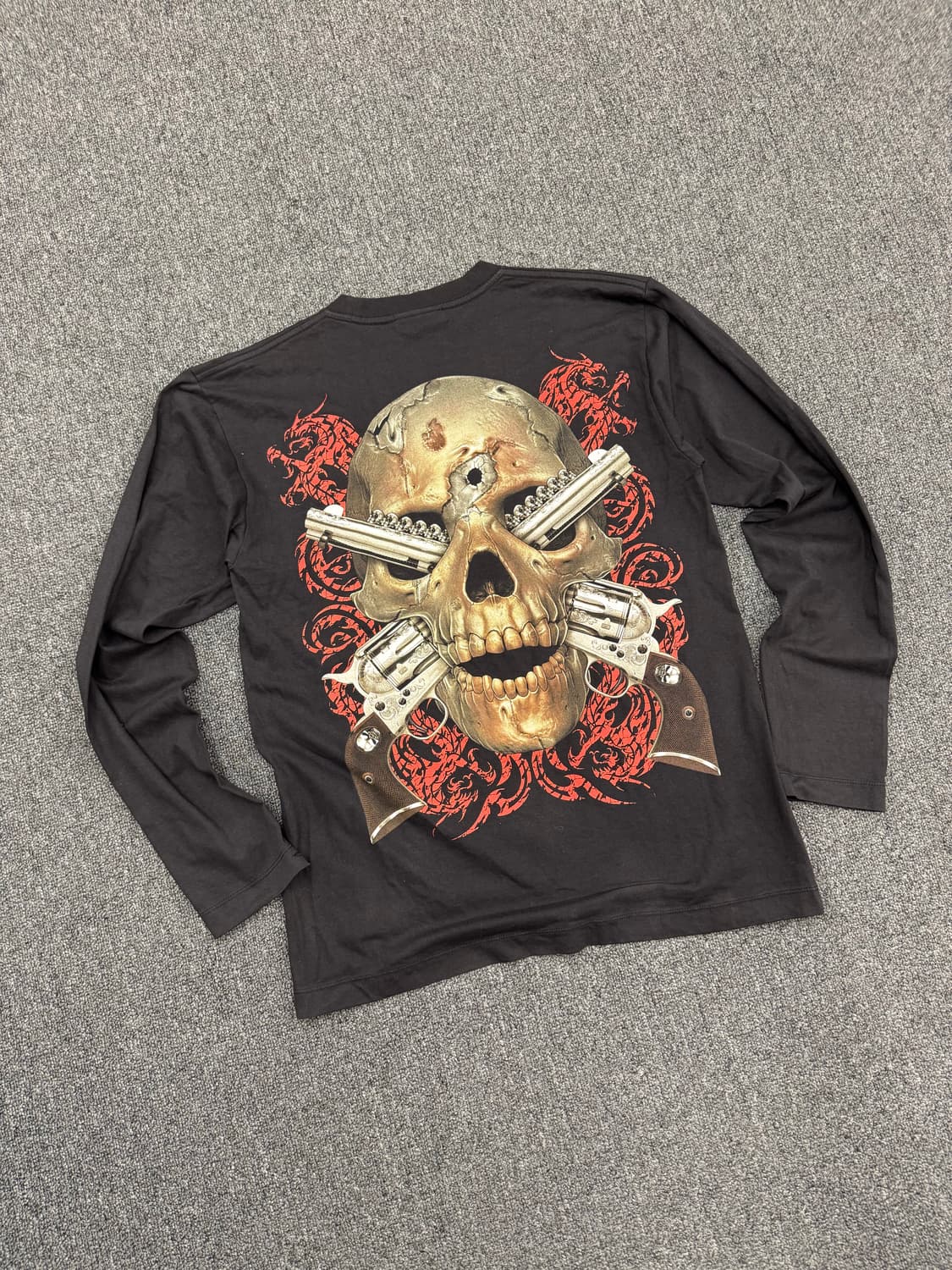 M)Rock chang 빈티지 스컬 피어싱 프린팅 롱슬리브 상품이미지3