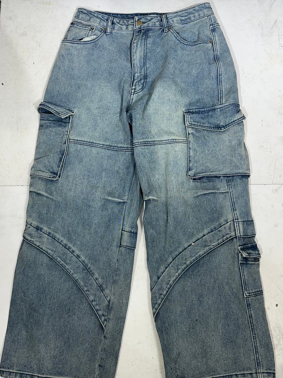 빈티지 연청 대대장 와이드 포켓 디테일 데님 청바지 카고 팬츠  상품이미지4