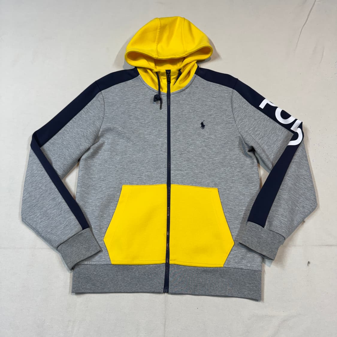 M) 폴로 랄프로렌 스펠로고 후드집업 그레이/옐로우 상품이미지1