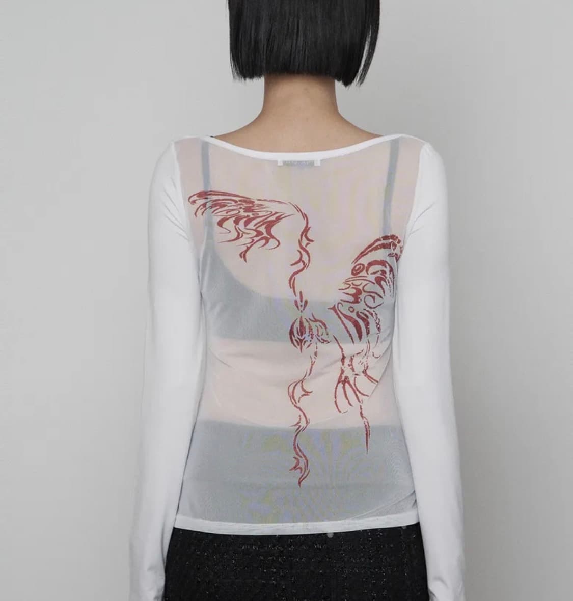 에트오소메 Back See-Through Print Long Sleeve 상품이미지1