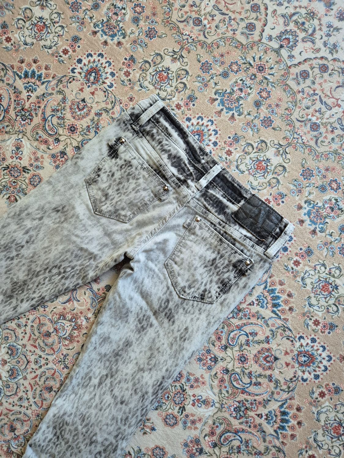 다이아 갸루,y2k 펄 코팅 스키니 진. 상품이미지3