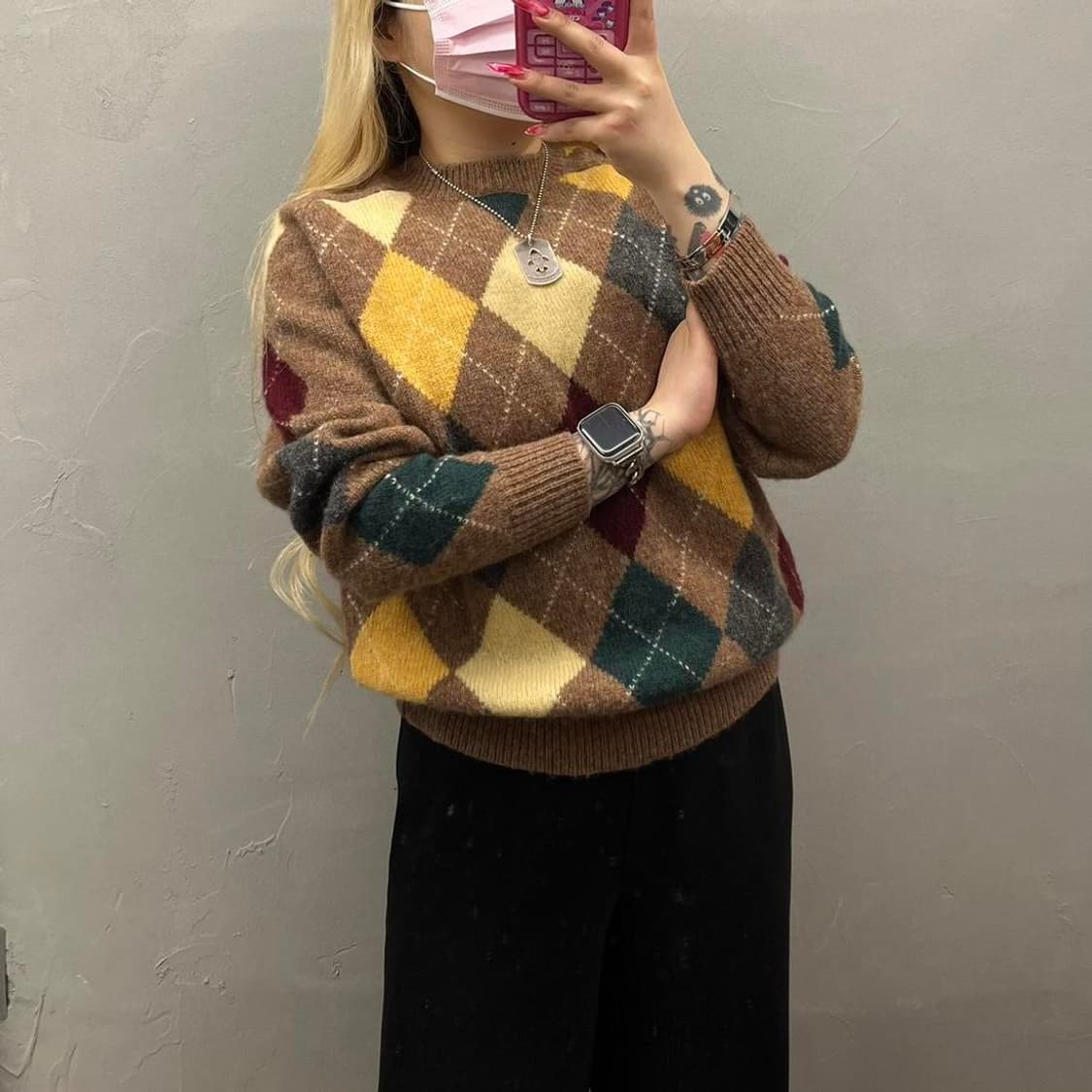 ONAIR CLASSIC 아가일 니트 MADE IN ITALY 상품이미지1