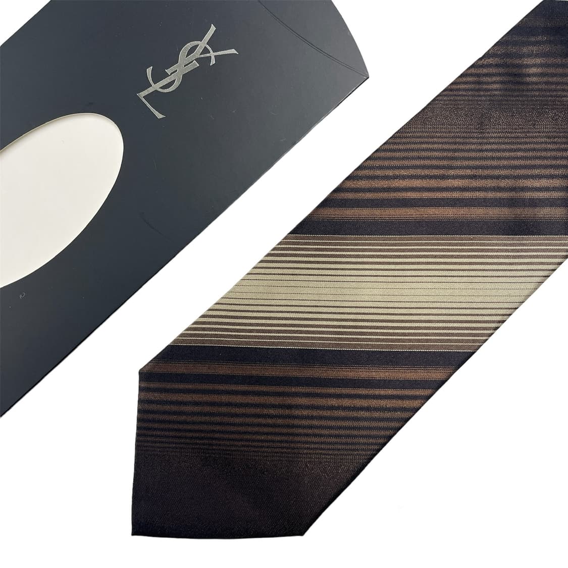 정품 명품 입생로랑 넥타이 9.7cm 다크브라운 사선 상품이미지1