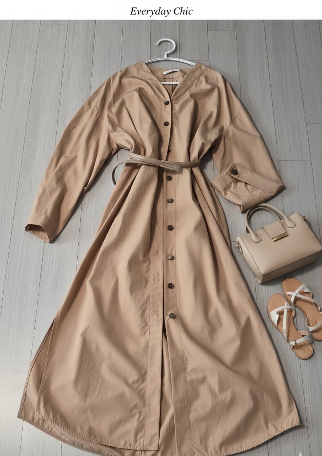 더 캐시미어(the CASHMERE) 브랜드의 고급스러운 셔츠 스타일 롱 상품이미지1