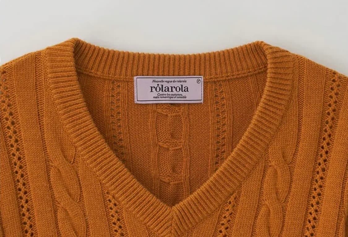 로라로라 V NECK CABLE LABEL KNIT ORANGE 상품이미지5