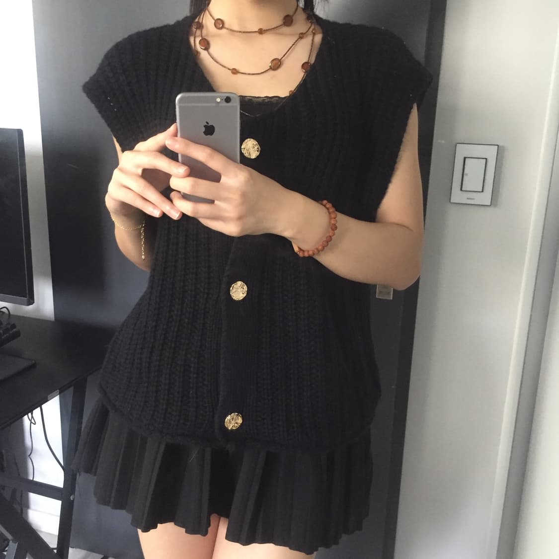 JPN 하구미 사와코 니트 베스트 상품이미지1