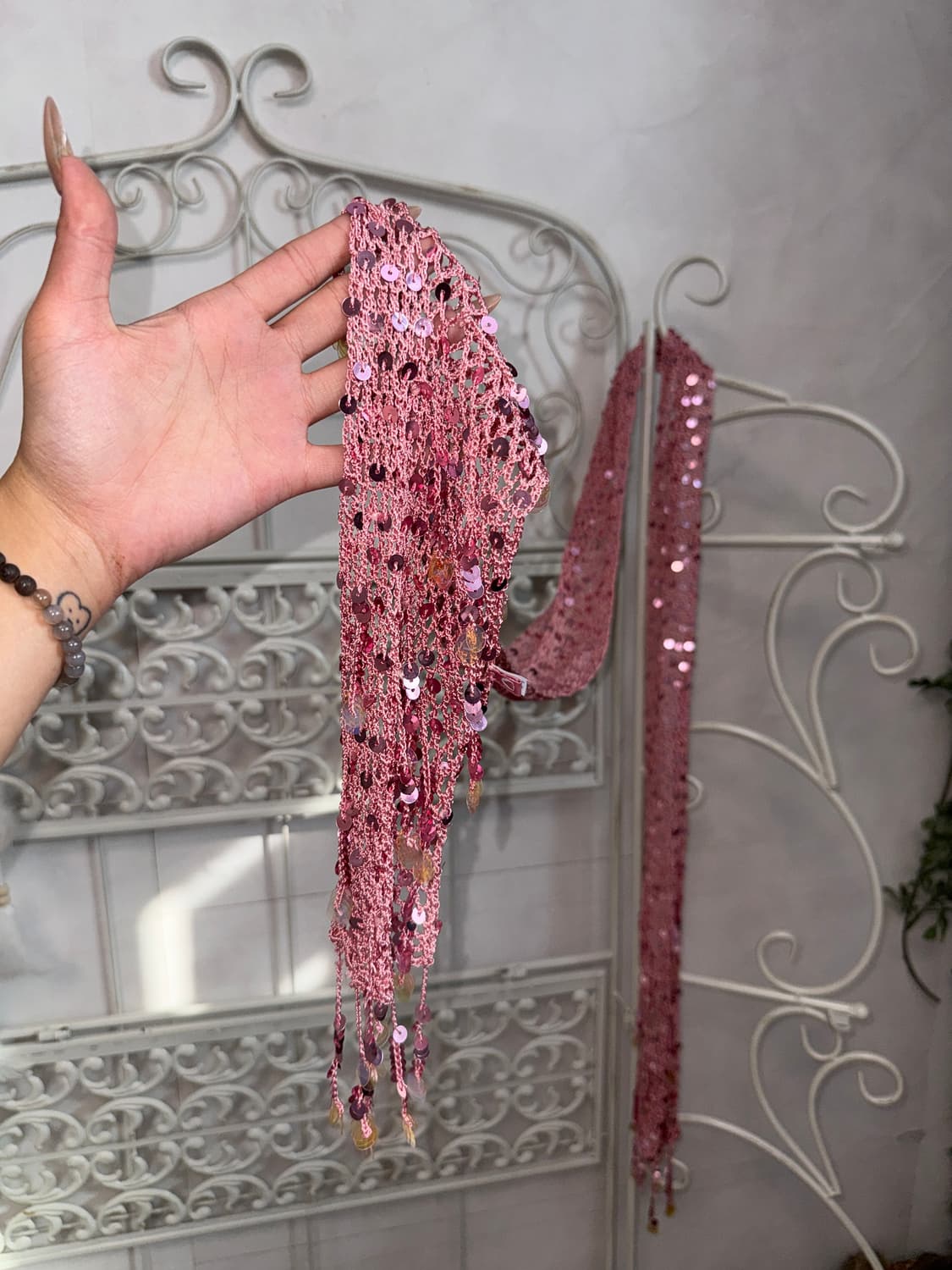 Pink spangled summer net scarf 상품이미지3