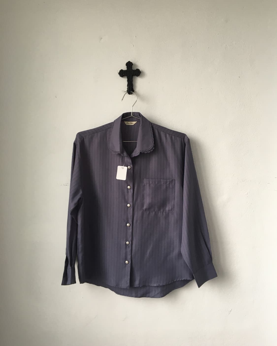 Collar point stripe pattern blouse 상품이미지1