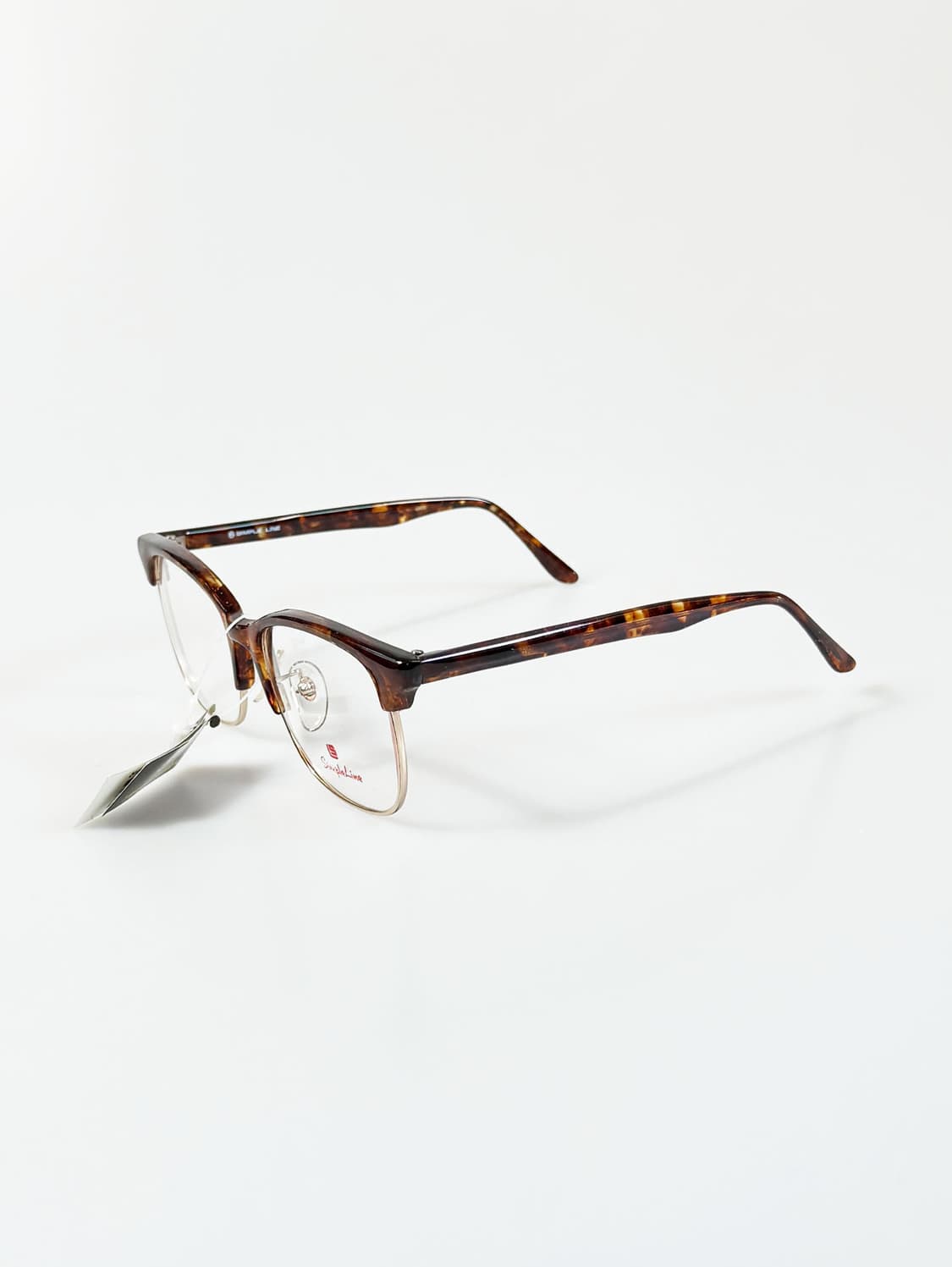 90s SIMPLE LINE 브라운톤 하금테 스퀘어 빈티지 안경 상품이미지3