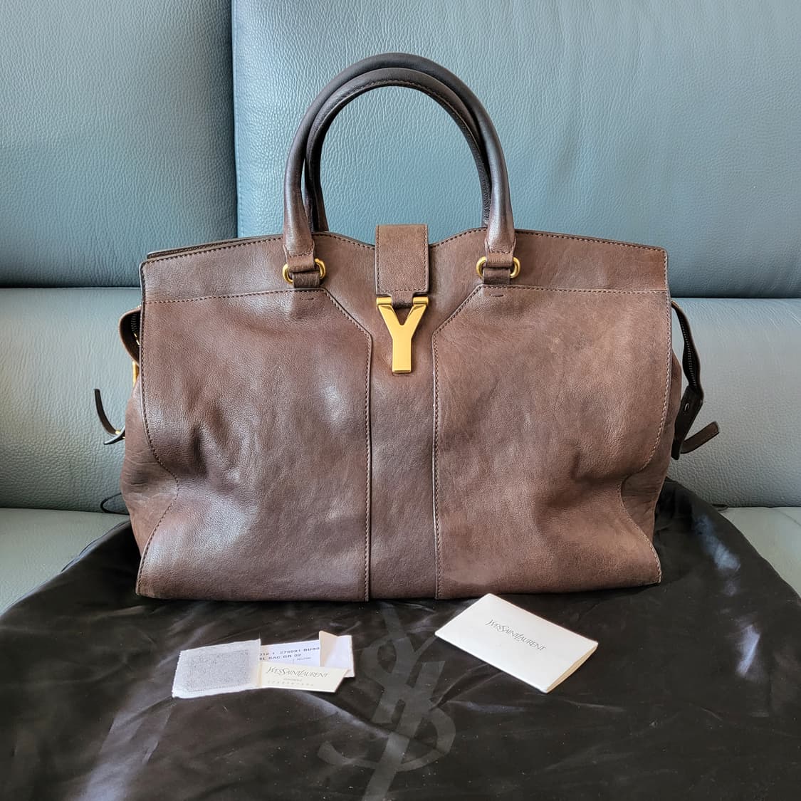 YSL 입생로랑 정품 금장 카바시크백  브라운 빅사이즈 오버사이즈 토트백 상품이미지4