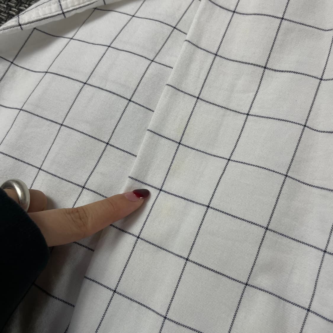 라코스테 화이트 깅엄체크 슬림핏 원포켓 긴팔 셔츠 상품이미지7