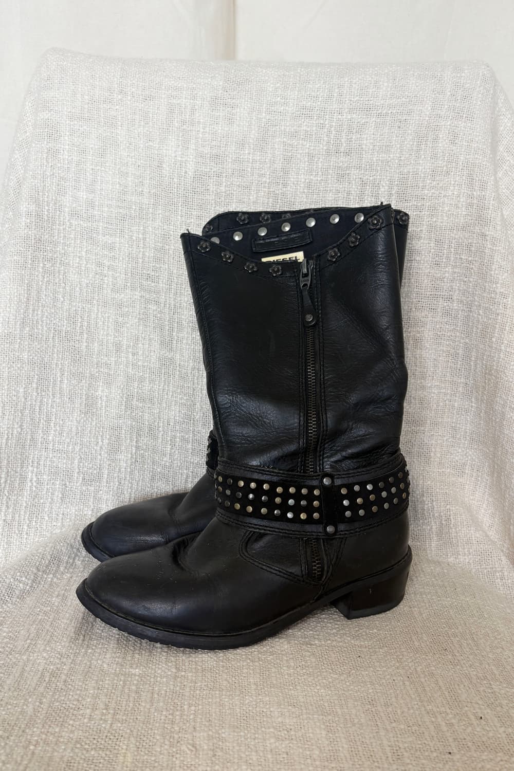 Diesel Studded Leather Biker Boots 상품이미지6