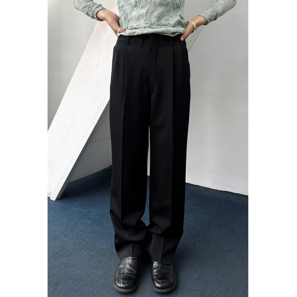 2 pleats wide tapered tro 상품이미지1