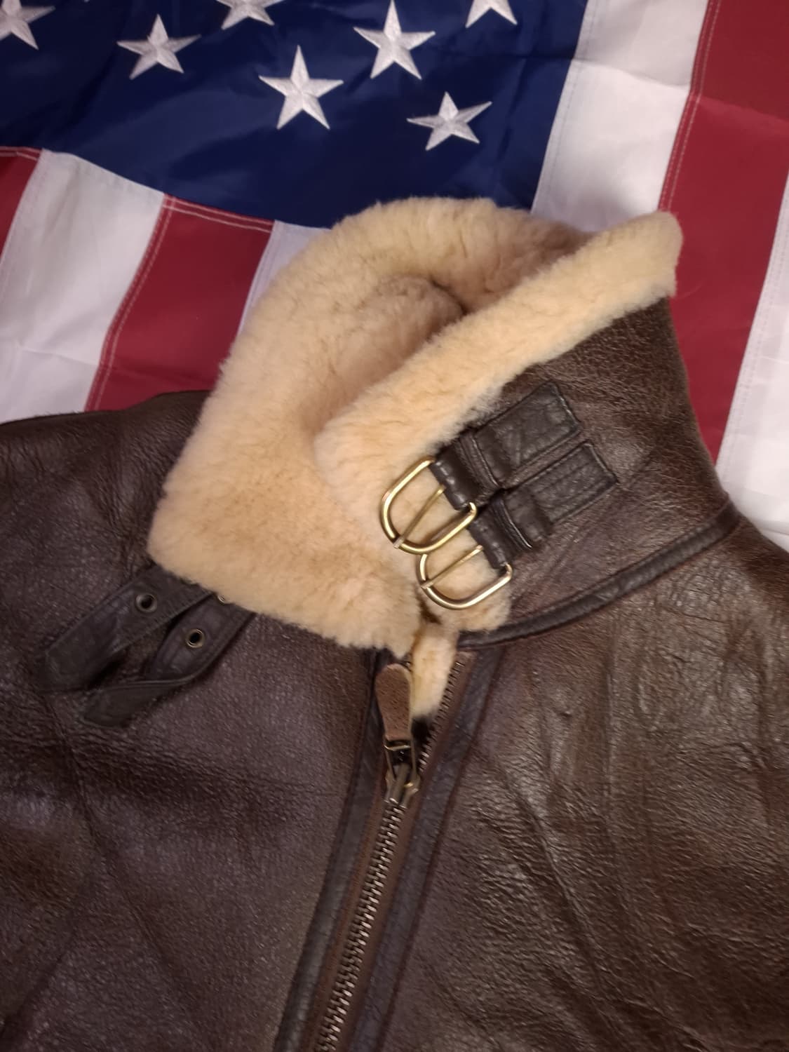 90's 국내산 미공군 B-3 TYPE 리얼레더 항공폭격기 무스탕 상품이미지6