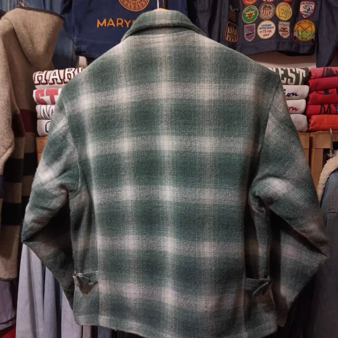 Vintage 아메리칸 복고 조니 뎁 스타일 울 그라데이션 체크 자켓 상품이미지4