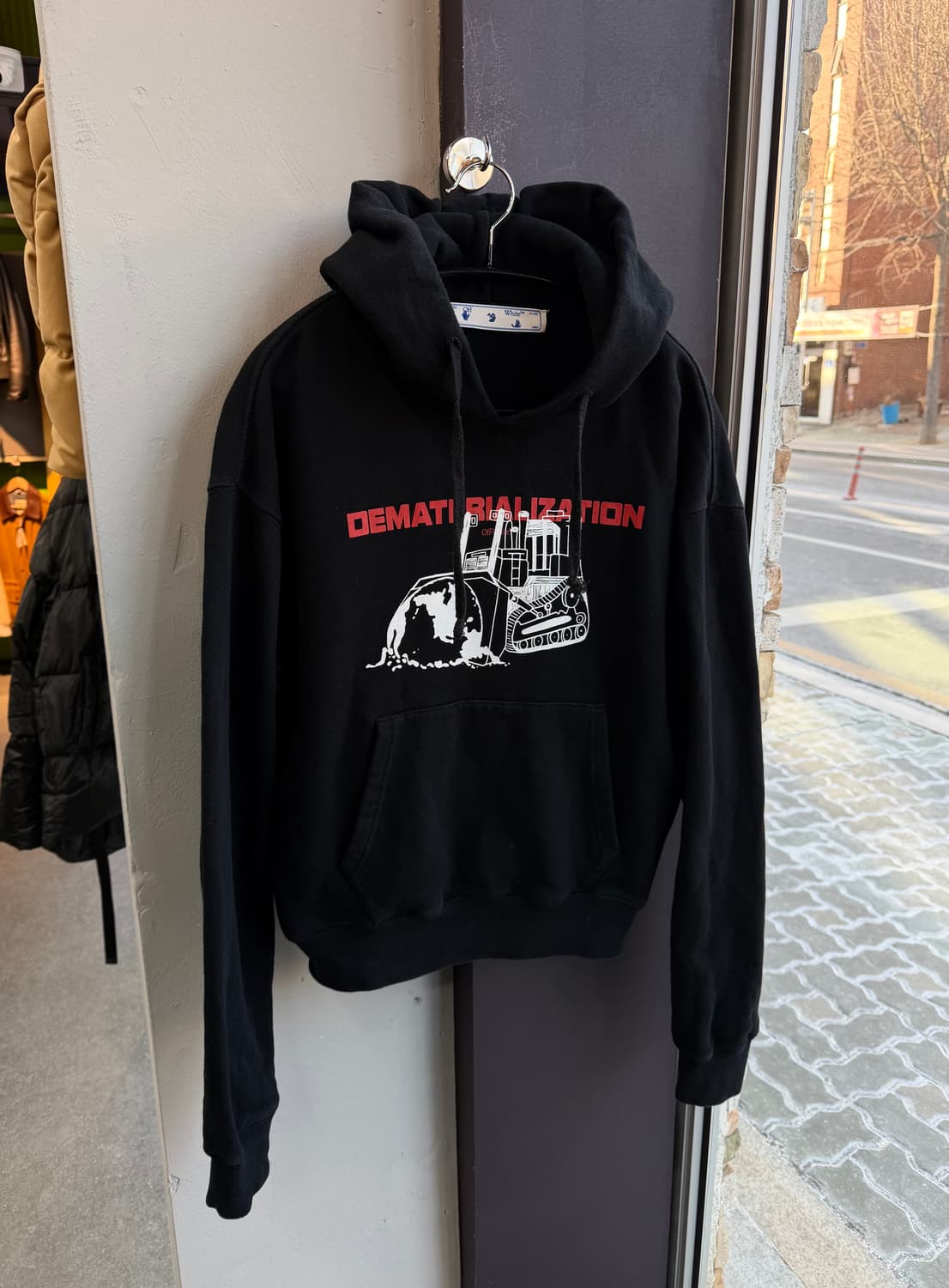 XXS/ 오프화이트 기모그래픽 백로고 후드티 상품이미지3