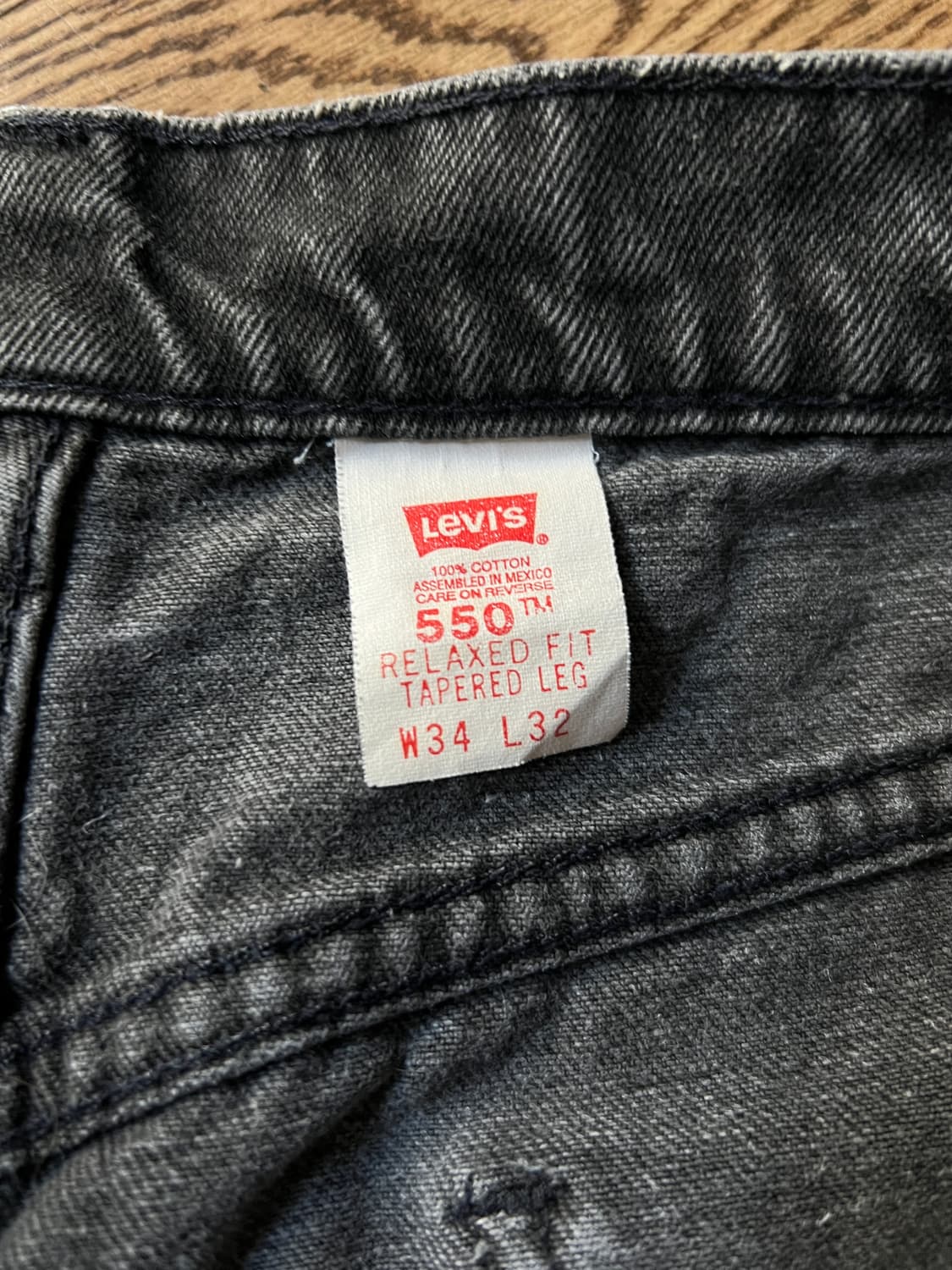 [34]90's 리바이스 오렌지탭 550 멕시코제 흑청 데님 팬츠 상품이미지3