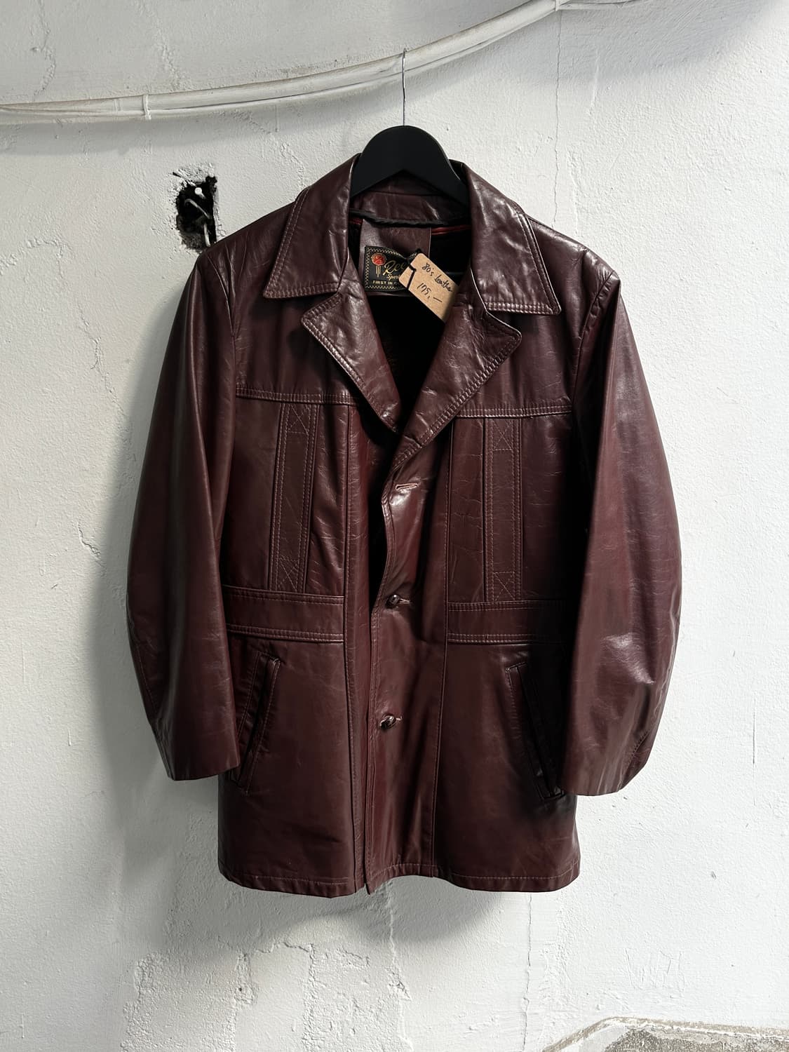 80's 빈티지 버건디 레더 코트 파이트클럽st 상품이미지1