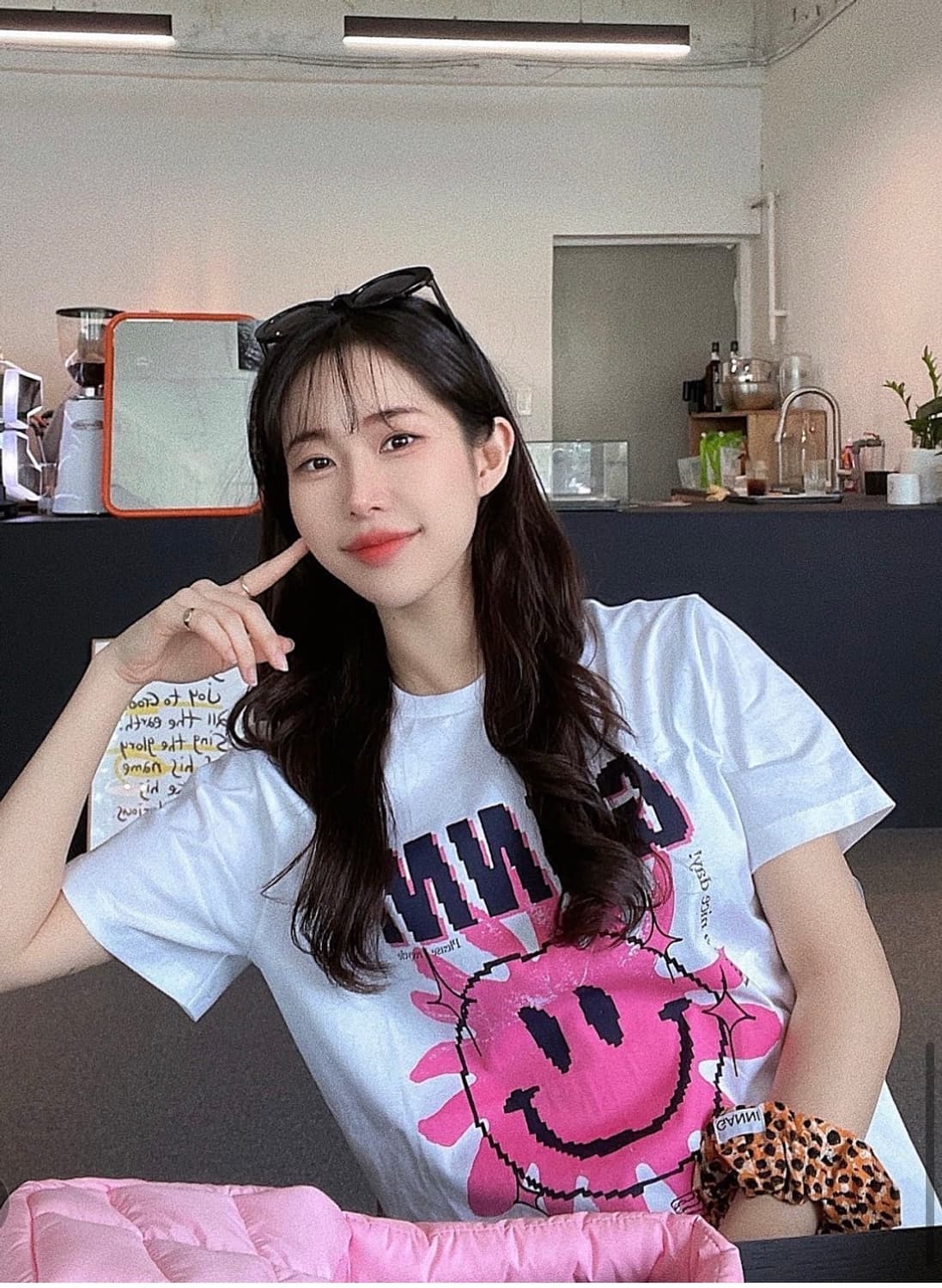 [XS] 가니 러브 클럽 티셔츠 브라이트 화이트 핑크 상품이미지3