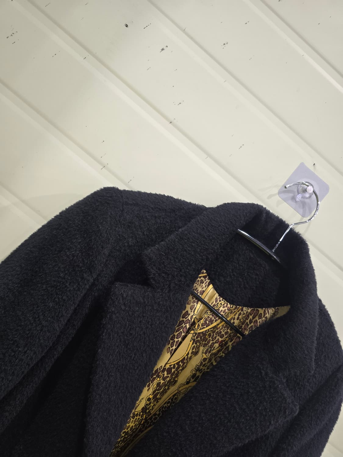 블랙 롱 코트 (안감 패턴) 상품이미지5