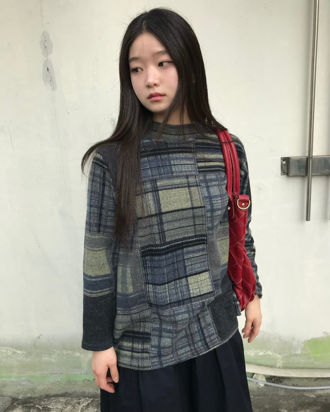 패치워크 체크 니트  상품이미지4