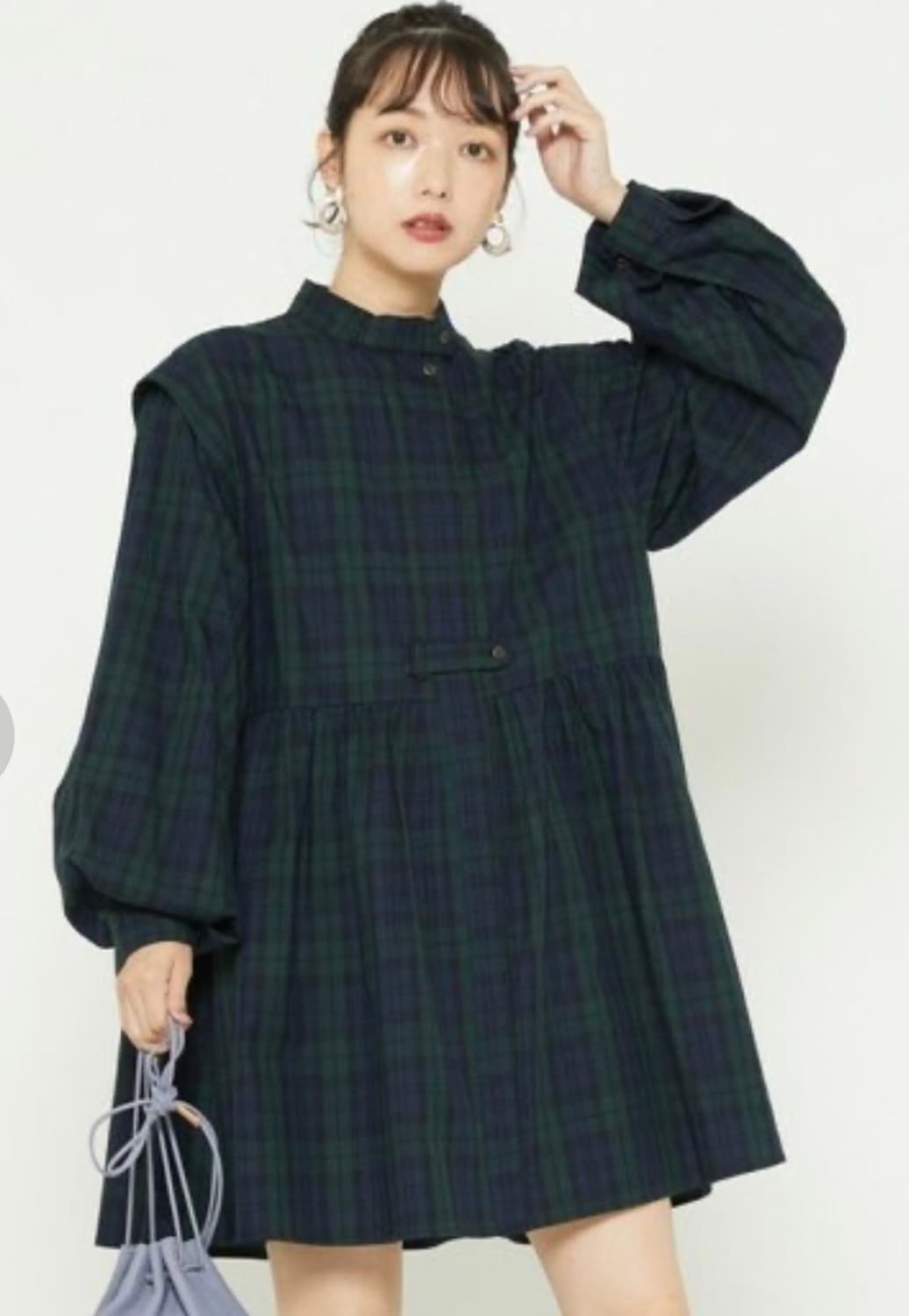 프릭스스토어 벌룬 슬리브 플레어 체크 미니 원피스 - [택/가방 포함] 상품이미지9