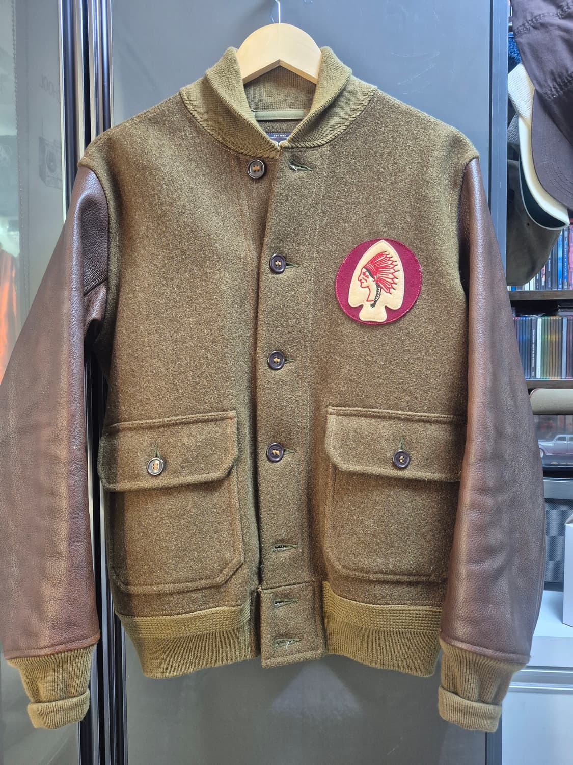 RRL 더블알엘 울 레더 바시티자켓 상품이미지1