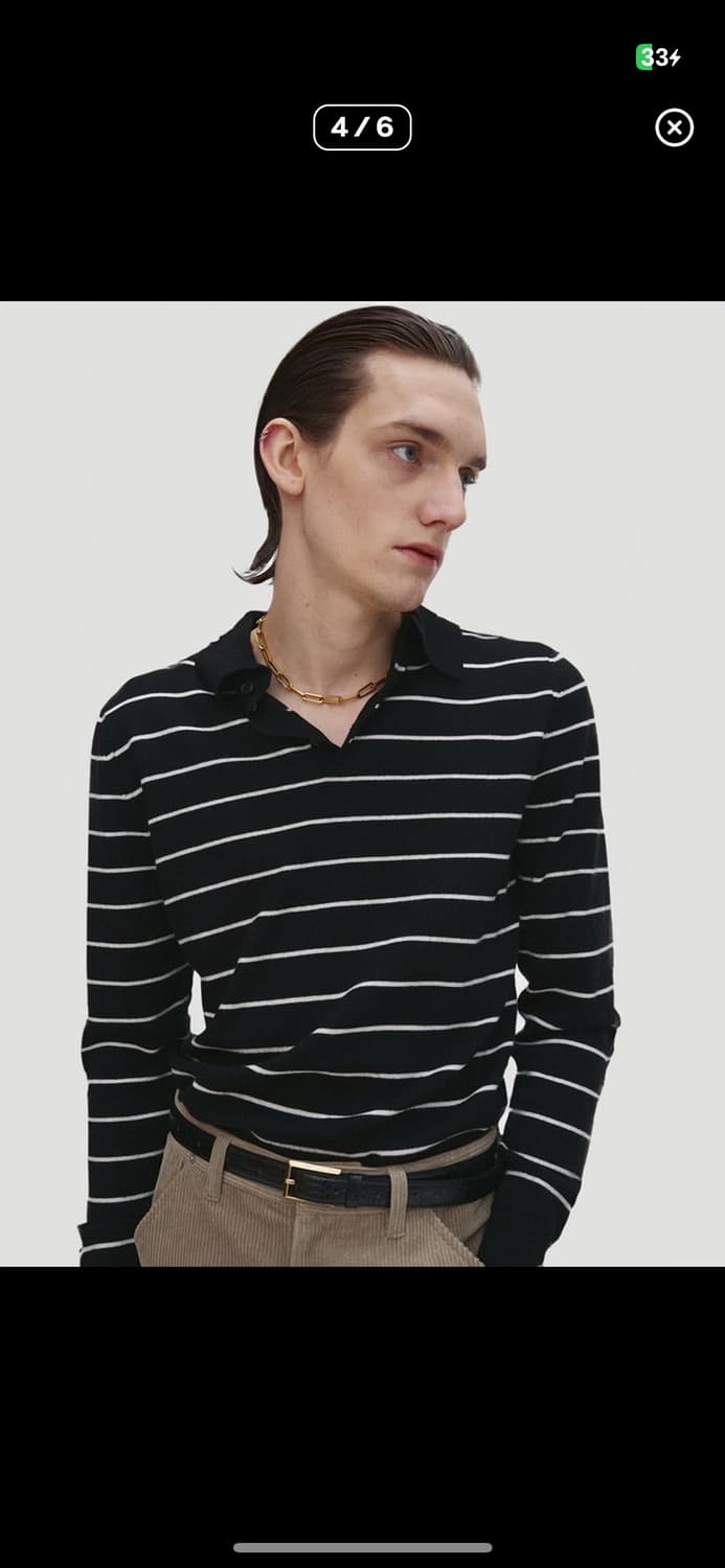 토니웩 파인울 스트라이프 폴로 니트 상품이미지1