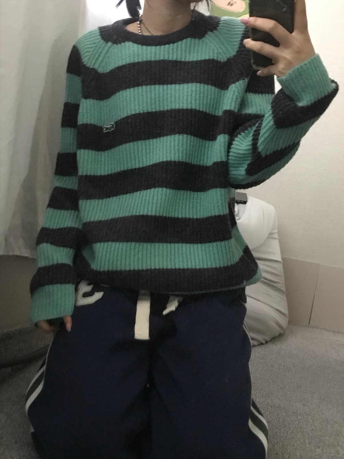 라코스테 그레이 민트 스트라이프 니트 상품이미지6