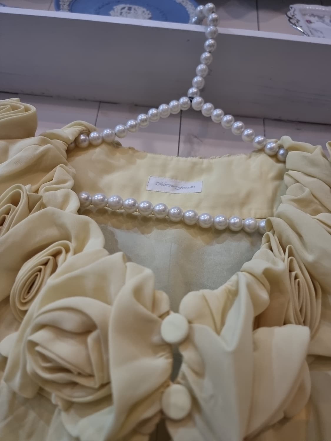 Merve Facette 옐로우 로즈 시폰 블라우스(가디건) 상품이미지3