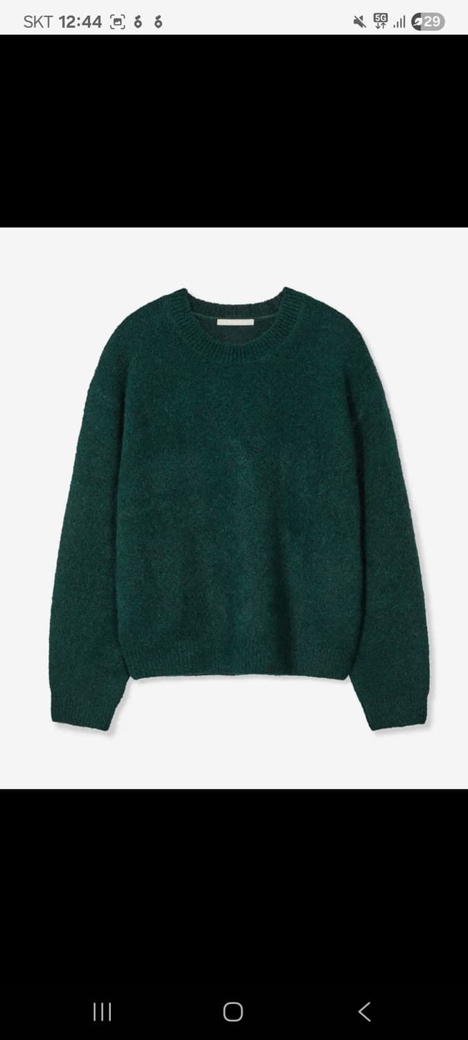 수아레 알파카 라운드 니트 그린 M사이즈 상품이미지1