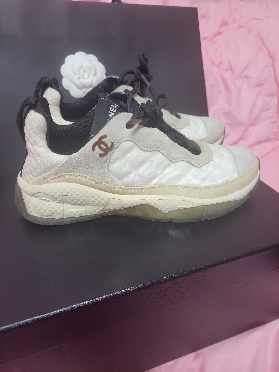 정품)급처상태좋음!샤넬 믹스드파이버 스니커즈 운동화 신발 상품이미지4