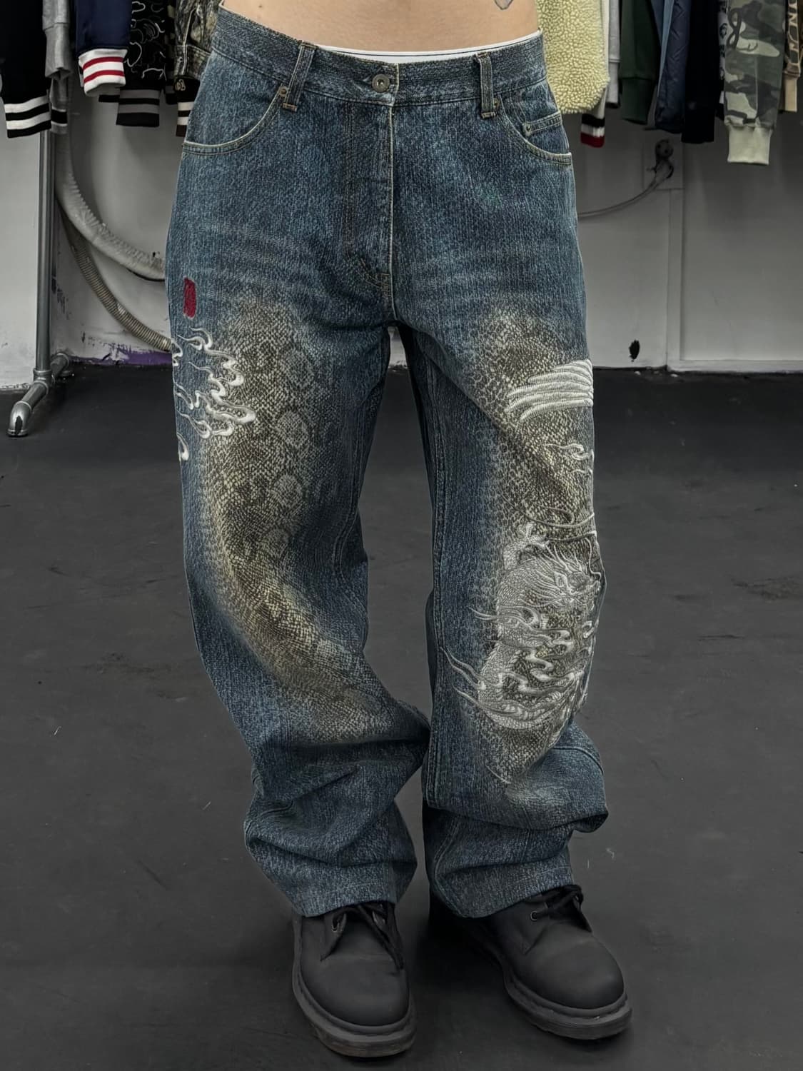 카라쿠리 타마시 뱀피 드래곤 데님팬츠  상품이미지1