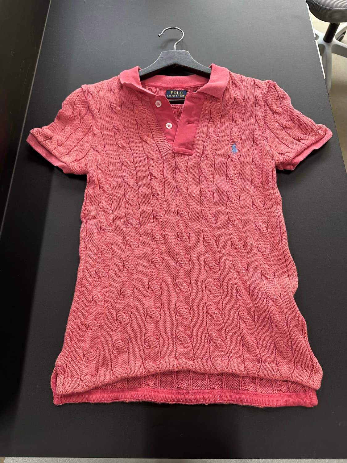 폴로 큐알텍 포니 피그먼트워시드 꽈배기 Pk반팔니트 핑크 상품이미지5