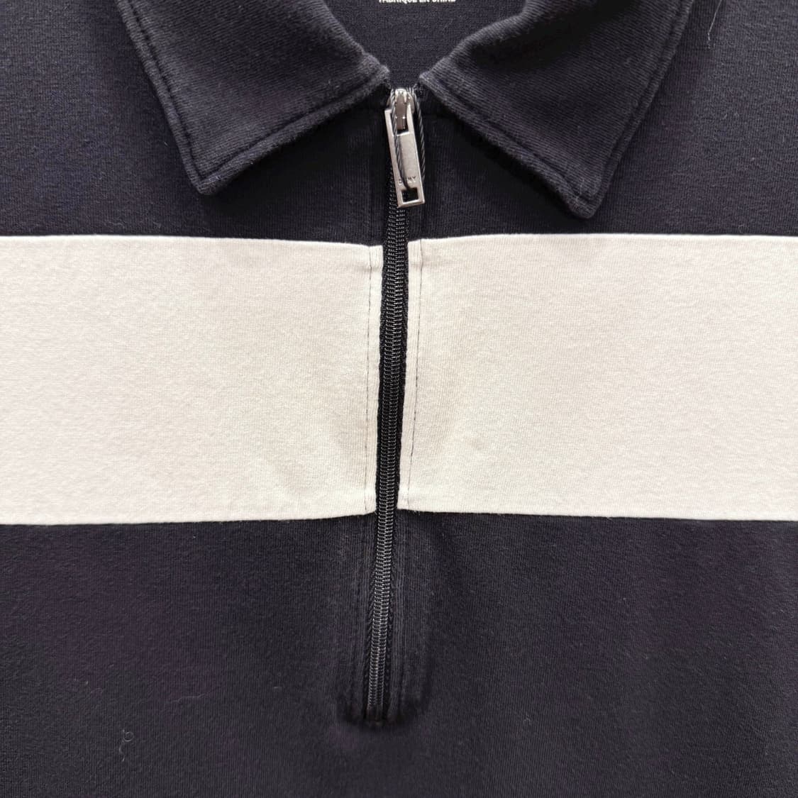 도나카란 하프 집업 PK 반팔 지퍼 디테일 화이트 가로 배색 상품이미지6