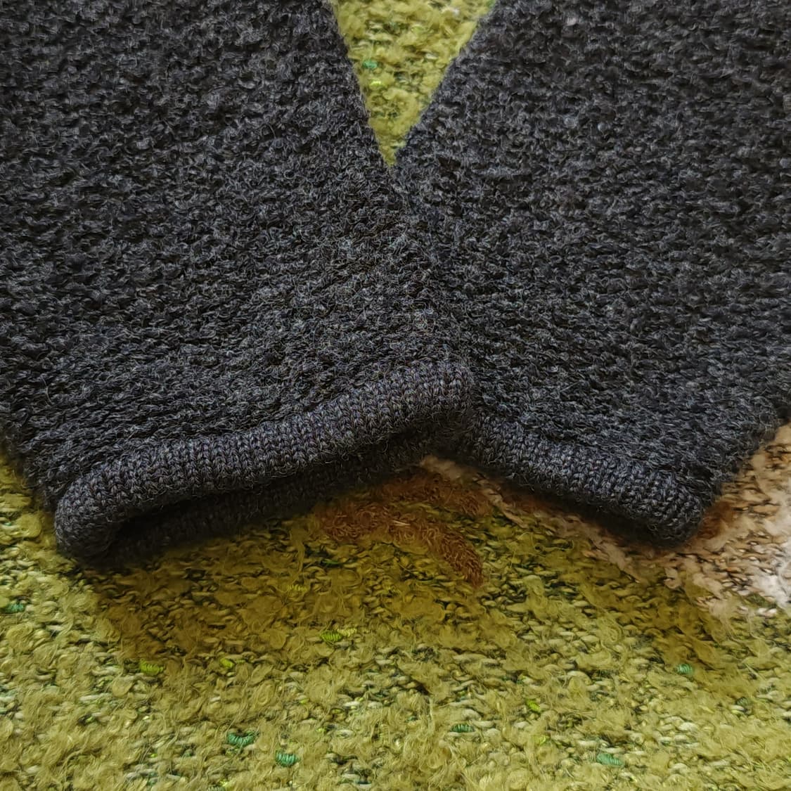 90s 프렌치 핸드메이드 울 니트 컨트리 자수 반집업 니트 L 상품이미지10