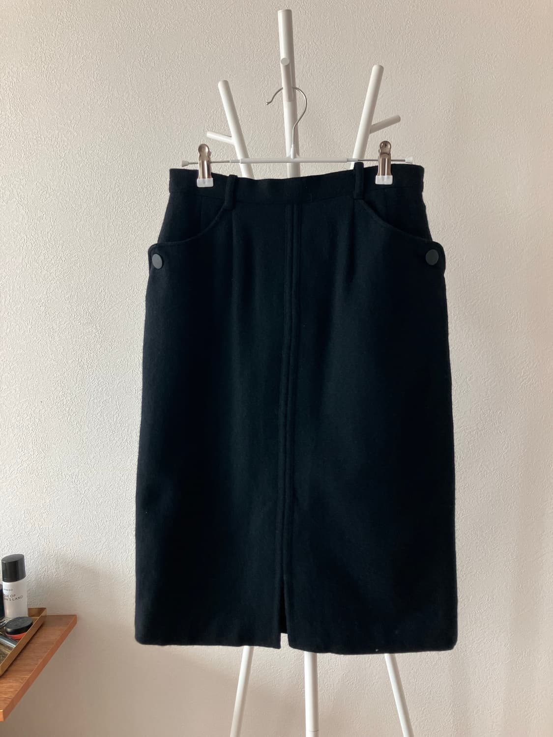 일본빈티지 블랙 울혼방 H라인 미디스커트 모직스커트 택달린 새상품 상품이미지1